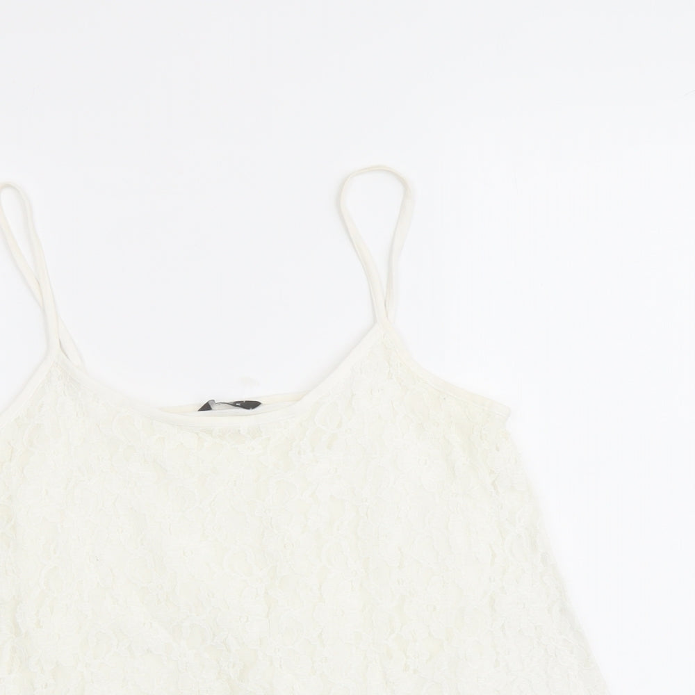 M&Co Womens Ivory Cotton Basic Tank Size 12 Round Neck