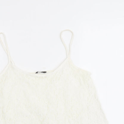 M&Co Womens Ivory Cotton Basic Tank Size 12 Round Neck