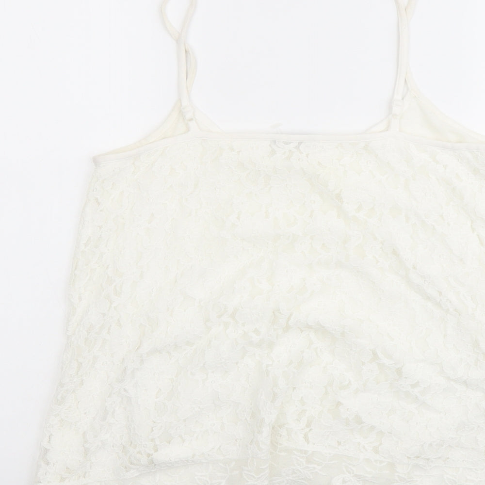 M&Co Womens Ivory Cotton Basic Tank Size 12 Round Neck