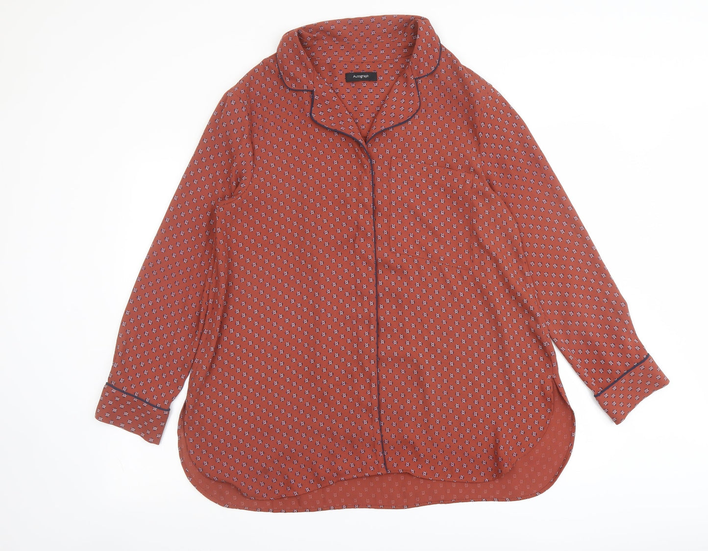 Womens UK Size 14 Marks and Spencer Brown Basic Button-Up