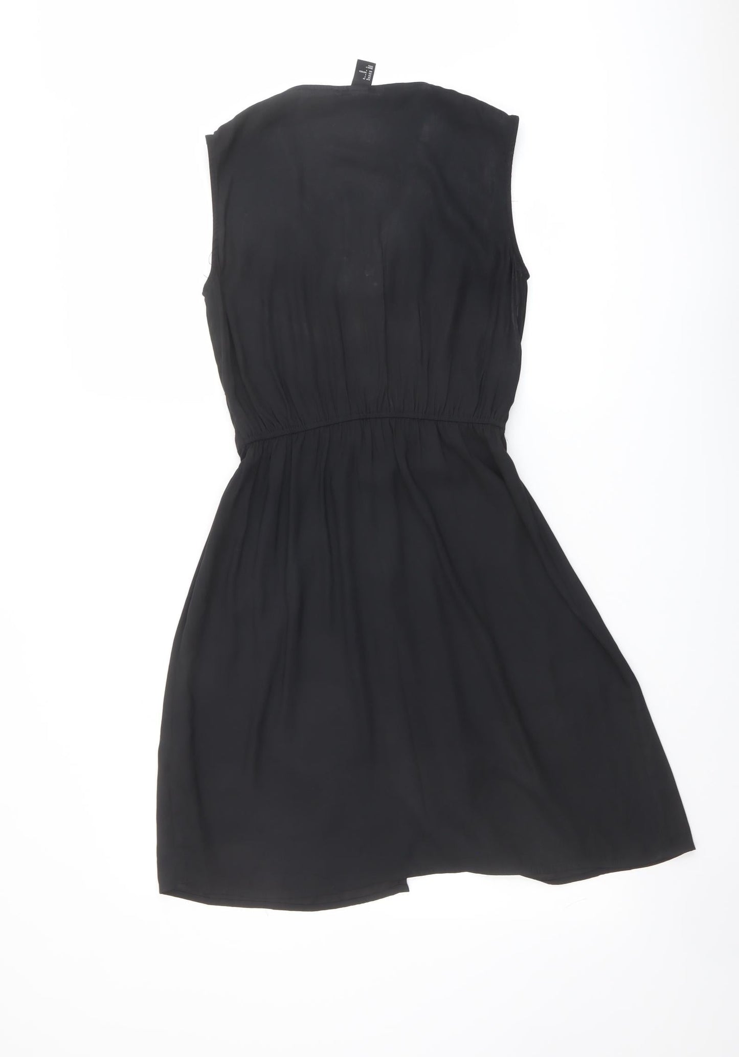 H&M Womens Black Polyester Fit & Flare Size 6 Scoop Neck Zip