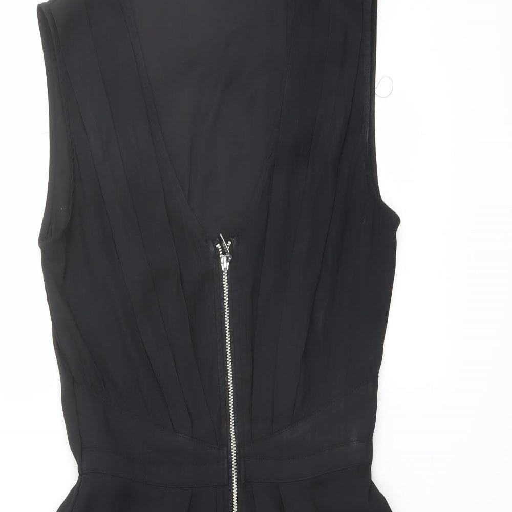 H&M Womens Black Polyester Fit & Flare Size 6 Scoop Neck Zip