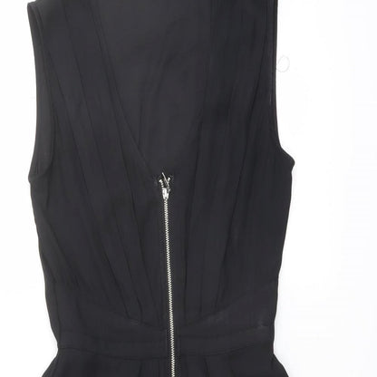 H&M Womens Black Polyester Fit & Flare Size 6 Scoop Neck Zip