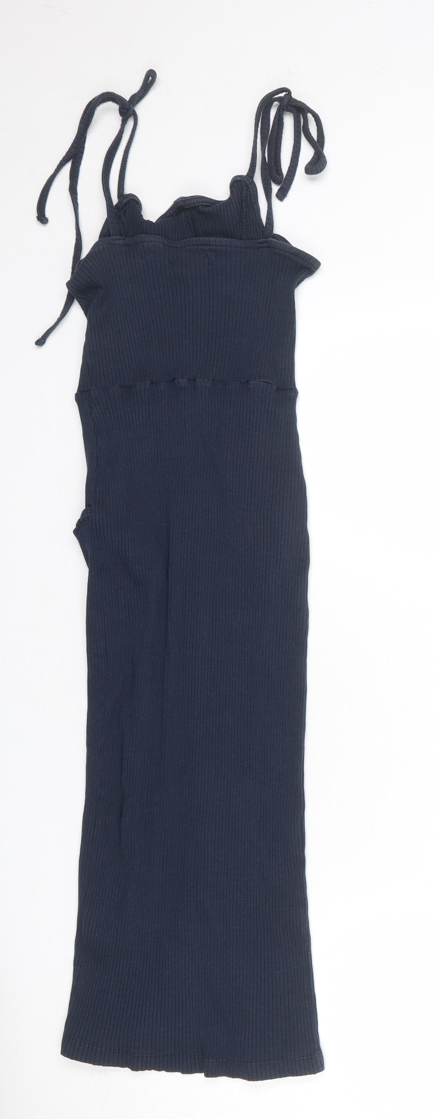 Brave Soul Womens Blue Cotton Tank Dress Size XS Square Neck Button