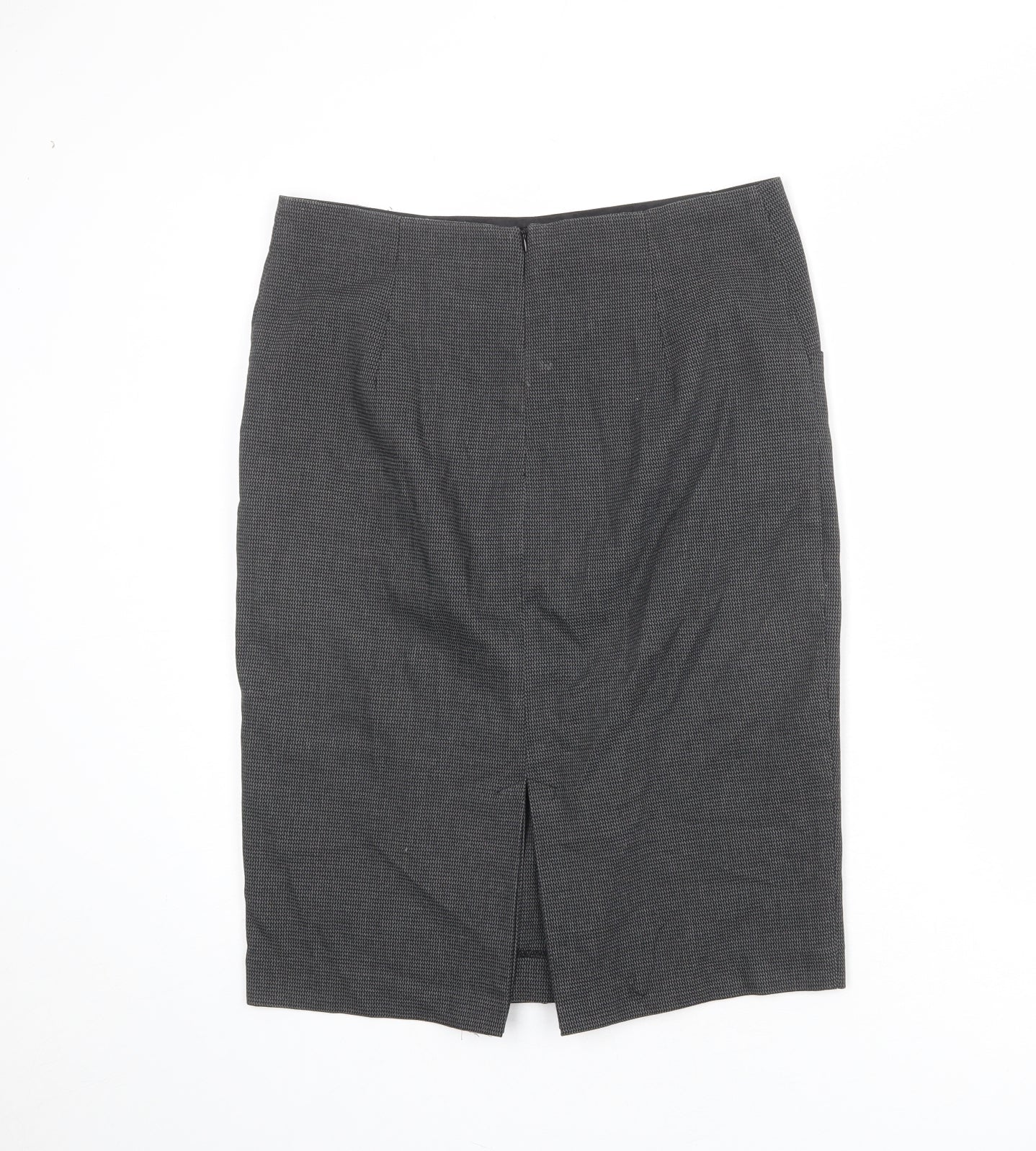 NEXT Womens Grey Geometric Polyester Bandage Skirt Size 10 Zip