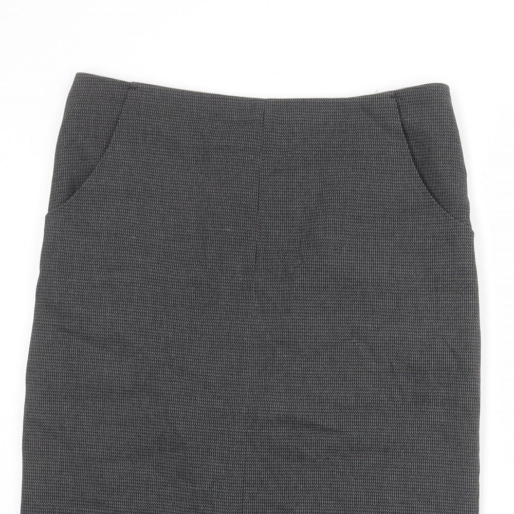 NEXT Womens Grey Geometric Polyester Bandage Skirt Size 10 Zip