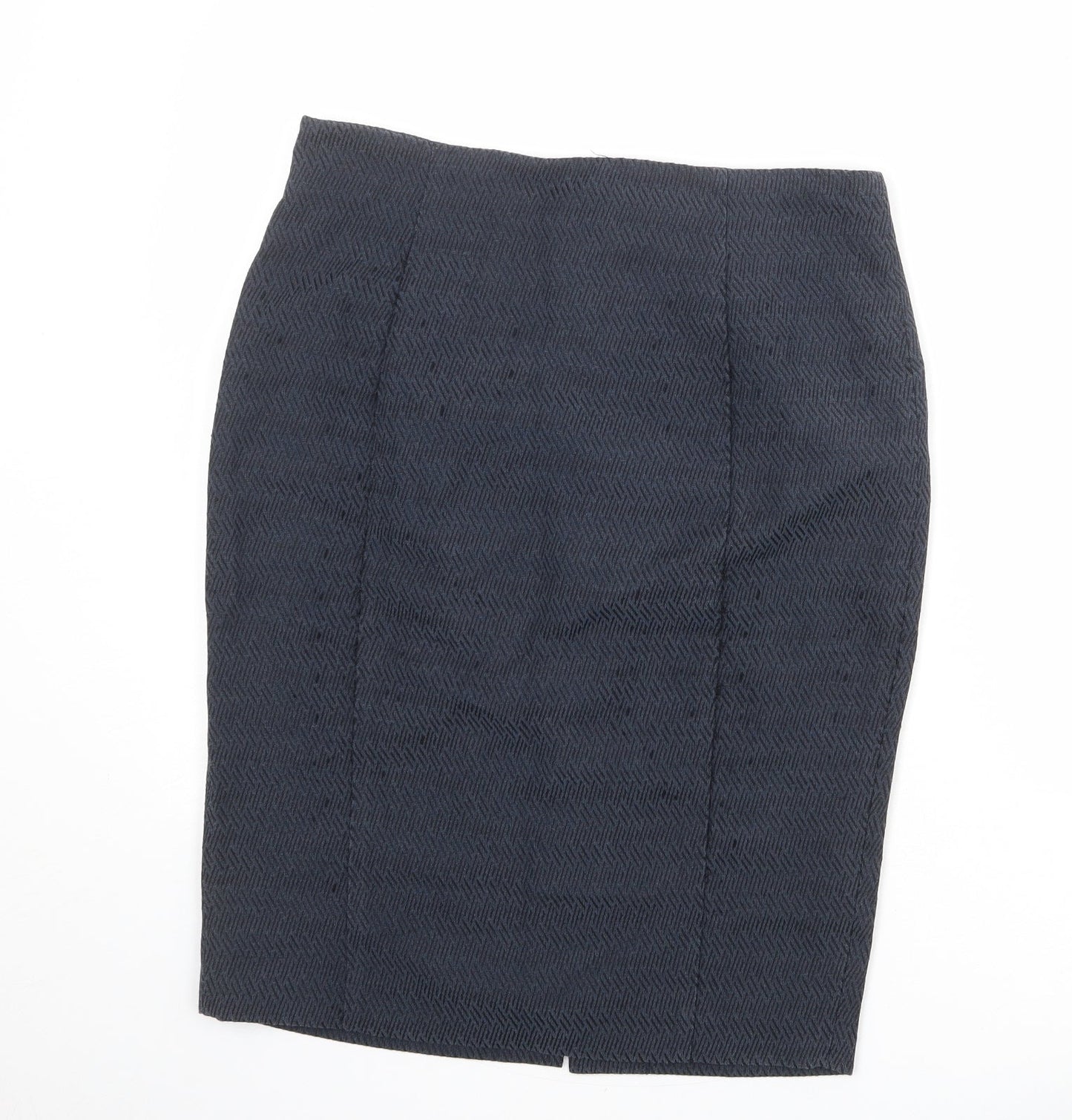 Autograph Womens Blue Geometric Cotton Bandage Skirt Size 12 Zip