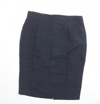 Autograph Womens Blue Geometric Cotton Bandage Skirt Size 12 Zip
