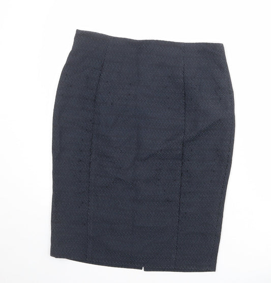 Autograph Womens Blue Geometric Cotton Bandage Skirt Size 12 Zip