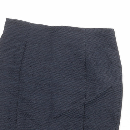 Autograph Womens Blue Geometric Cotton Bandage Skirt Size 12 Zip
