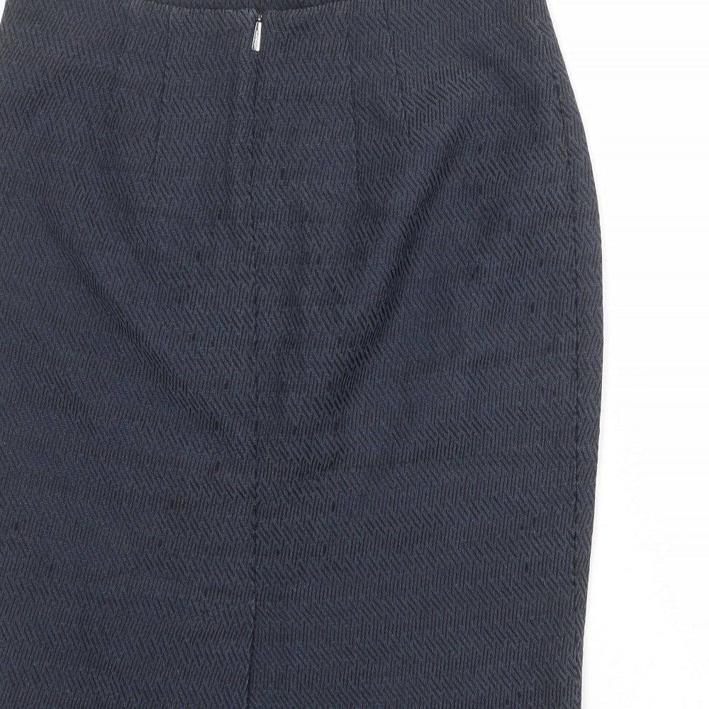 Autograph Womens Blue Geometric Cotton Bandage Skirt Size 12 Zip