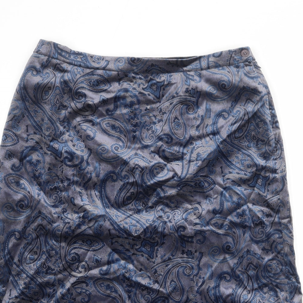 Cotswold Collections Womens Blue Plaid Cotton A-Line Skirt Size 18 Zip