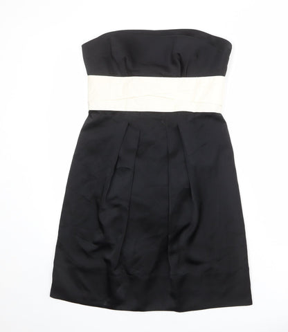 BCBGMAXAZRIA Womens Black Colourblock Polyester Mini Size 8 Square Neck Zip - Strapless