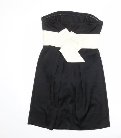 BCBGMAXAZRIA Womens Black Colourblock Polyester Mini Size 8 Square Neck Zip - Strapless