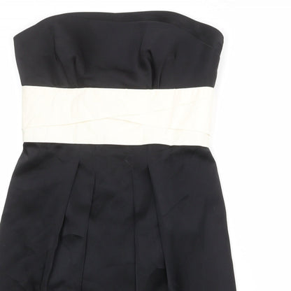 BCBGMAXAZRIA Womens Black Colourblock Polyester Mini Size 8 Square Neck Zip - Strapless