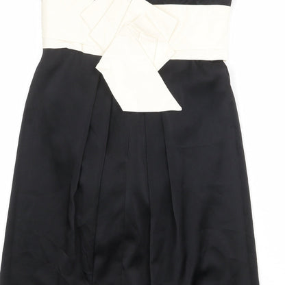 BCBGMAXAZRIA Womens Black Colourblock Polyester Mini Size 8 Square Neck Zip - Strapless
