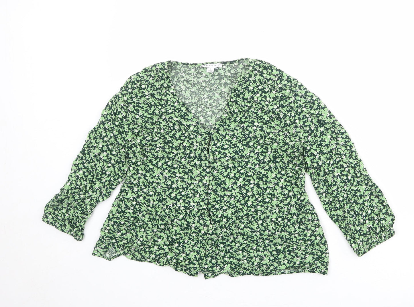 Womens UK Size 6 Warehouse Green Basic Blouse