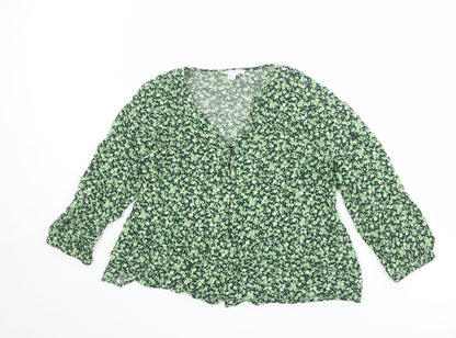 Womens UK Size 6 Warehouse Green Basic Blouse