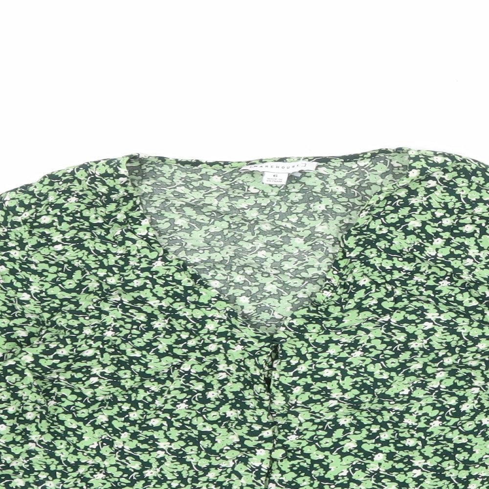 Womens UK Size 6 Warehouse Green Basic Blouse