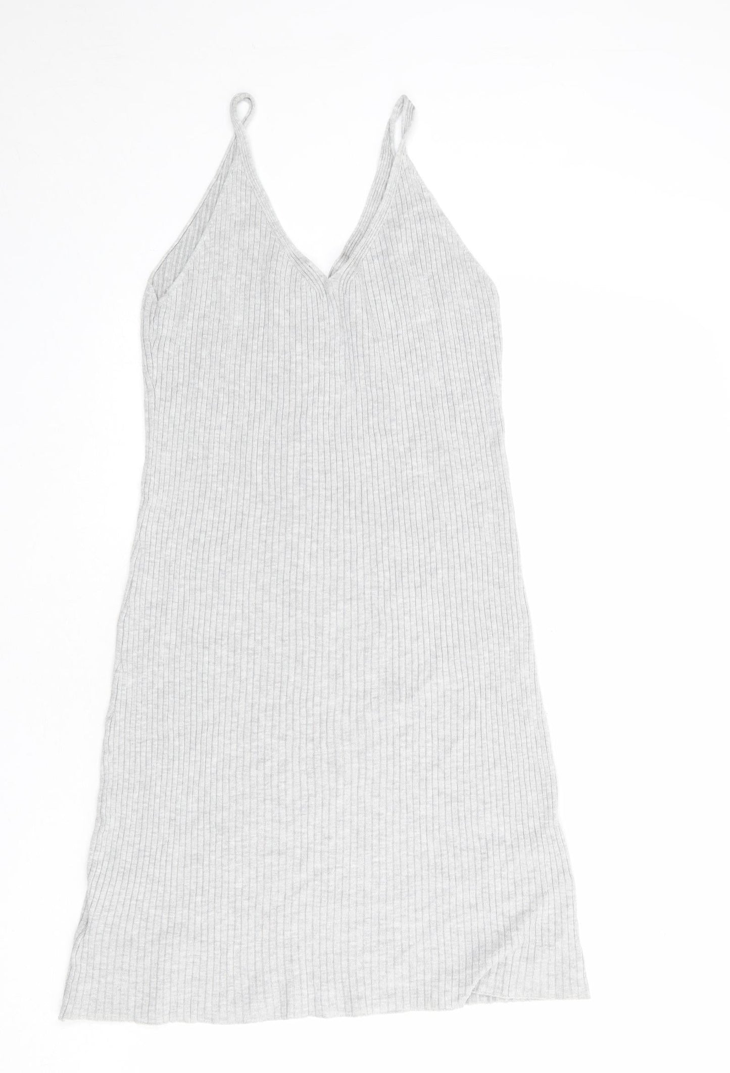 Divided by H&M Womens Grey Acrylic Tank Dress Size 14 V-Neck Pullover - Ribbed