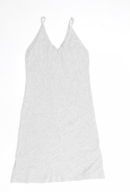 Divided by H&M Womens Grey Acrylic Tank Dress Size 14 V-Neck Pullover - Ribbed