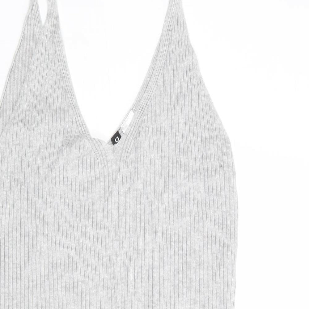 Divided by H&M Womens Grey Acrylic Tank Dress Size 14 V-Neck Pullover - Ribbed