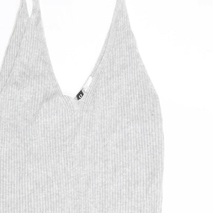 Divided by H&M Womens Grey Acrylic Tank Dress Size 14 V-Neck Pullover - Ribbed