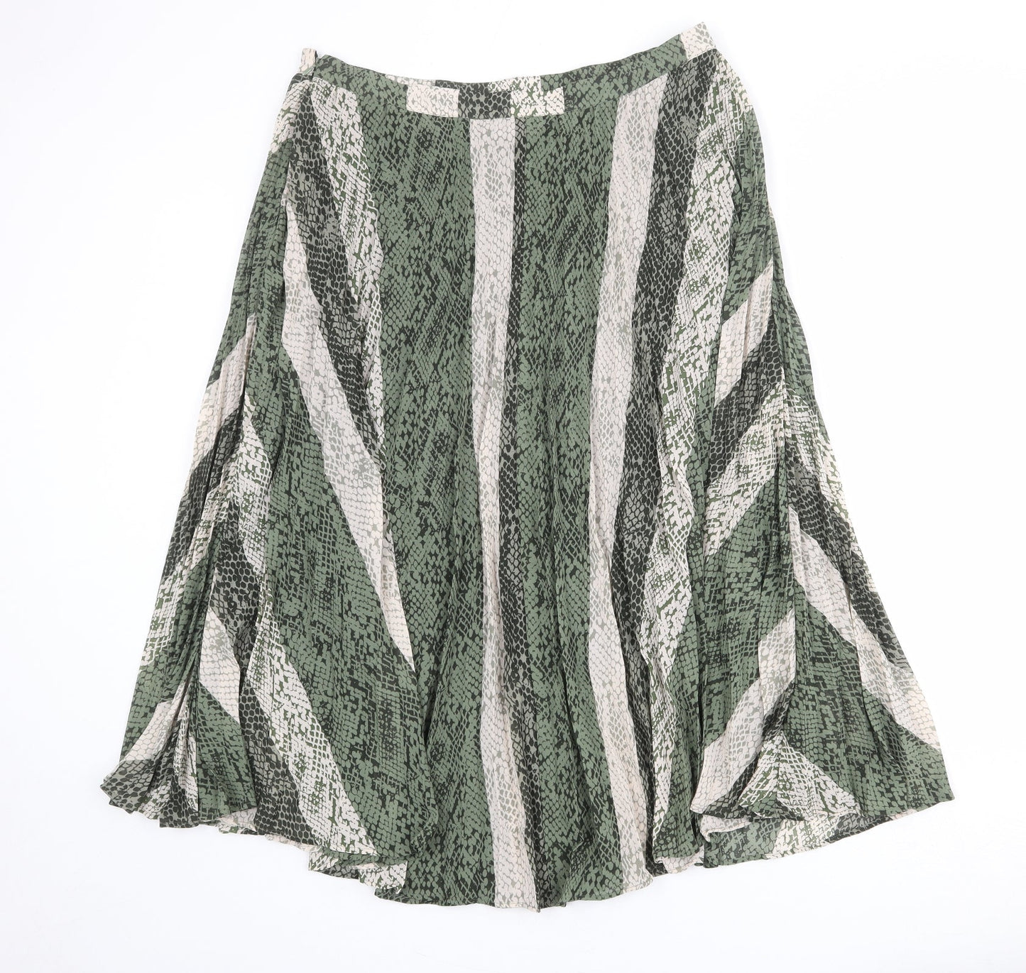 Principles Womens Green Geometric Polyester Swing Skirt Size 14 Zip - Snakeskin pattern