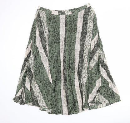 Principles Womens Green Geometric Polyester Swing Skirt Size 14 Zip - Snakeskin pattern