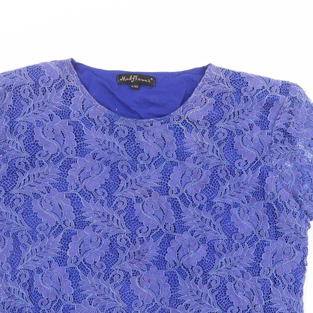 Womens UK Size L Mudflower Blue Basic T-Shirt