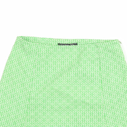 Boohoo Womens Green Geometric Polyester A-Line Skirt Size 10 Zip