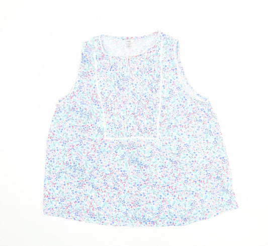 M&Co Womens Multicoloured Floral Viscose Basic Tank Size 14 Round Neck