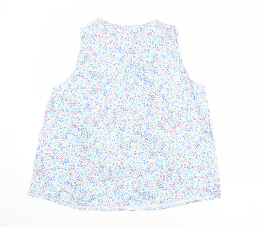M&Co Womens Multicoloured Floral Viscose Basic Tank Size 14 Round Neck