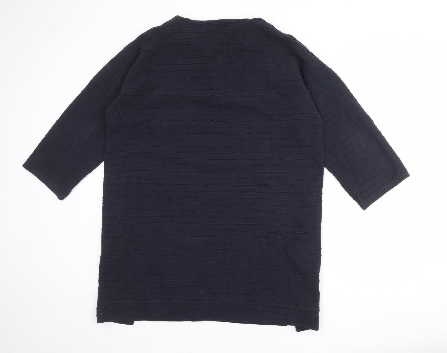 French Connection Womens Blue Cotton Shift Size L V-Neck Pullover - Textured