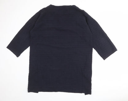 French Connection Womens Blue Cotton Shift Size L V-Neck Pullover - Textured