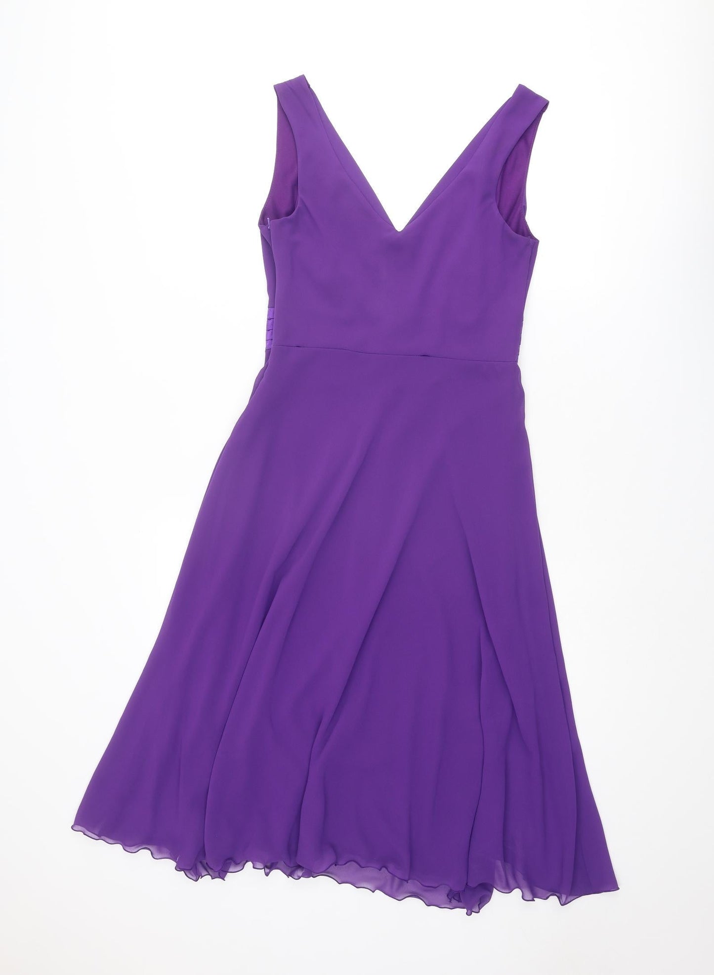 Debenhams Womens Purple Polyester A-Line Size 10 V-Neck Zip