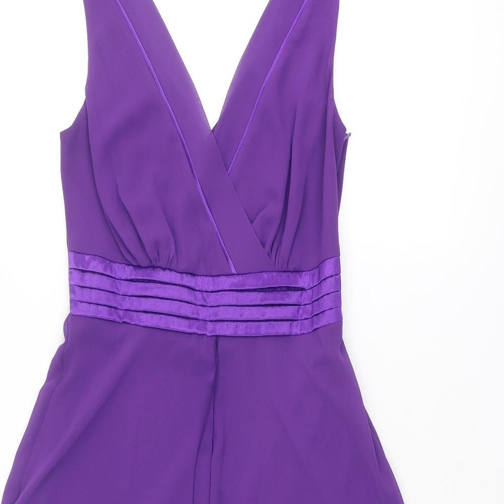 Debenhams Womens Purple Polyester A-Line Size 10 V-Neck Zip