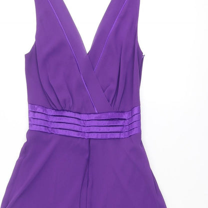 Debenhams Womens Purple Polyester A-Line Size 10 V-Neck Zip