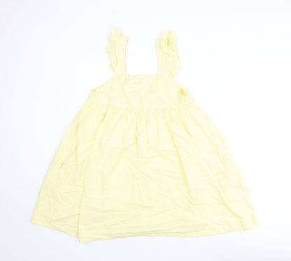 In the Style Womens Yellow Cotton A-Line Size 8 Square Neck Pullover