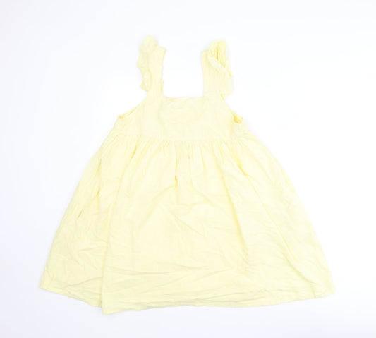 In the Style Womens Yellow Cotton A-Line Size 8 Square Neck Pullover