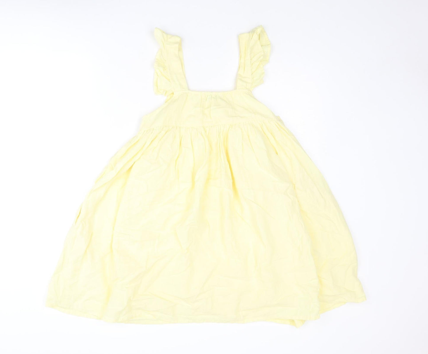 In the Style Womens Yellow Cotton A-Line Size 8 Square Neck Pullover