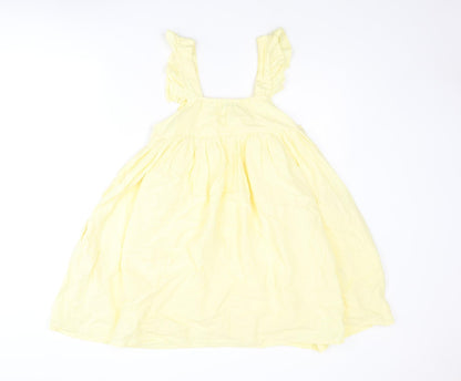 In the Style Womens Yellow Cotton A-Line Size 8 Square Neck Pullover