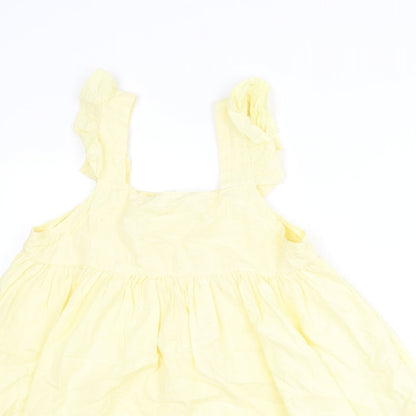 In the Style Womens Yellow Cotton A-Line Size 8 Square Neck Pullover