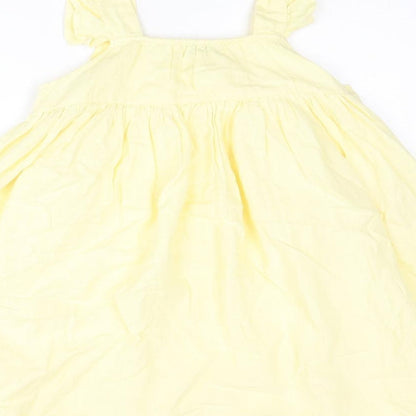 In the Style Womens Yellow Cotton A-Line Size 8 Square Neck Pullover