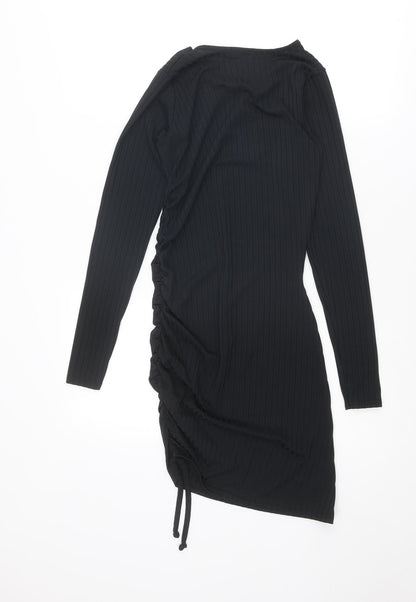 Boohoo Womens Black Polyester Bodycon Size 10 Round Neck Pullover