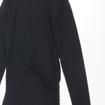 Boohoo Womens Black Polyester Bodycon Size 10 Round Neck Pullover