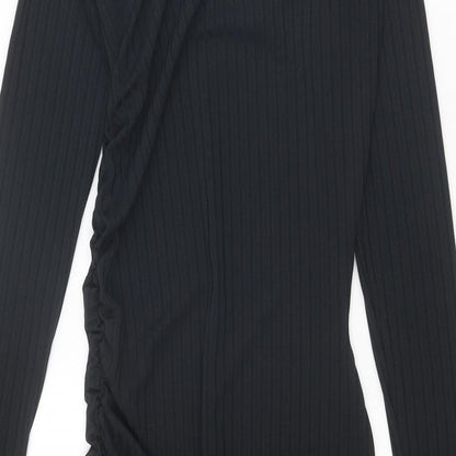 Boohoo Womens Black Polyester Bodycon Size 10 Round Neck Pullover