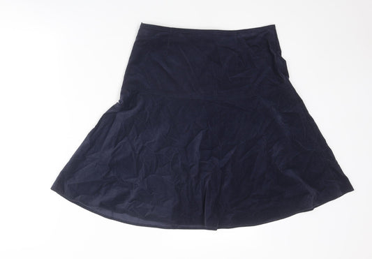 Marks and Spencer Womens Blue Cotton A-Line Skirt Size 8 Zip