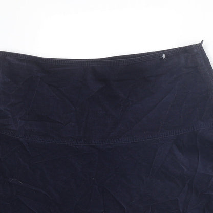 Marks and Spencer Womens Blue Cotton A-Line Skirt Size 8 Zip