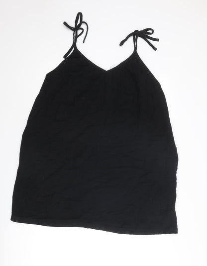 Old Navy Womens Black Cotton Tank Dress Size M V-Neck Tie